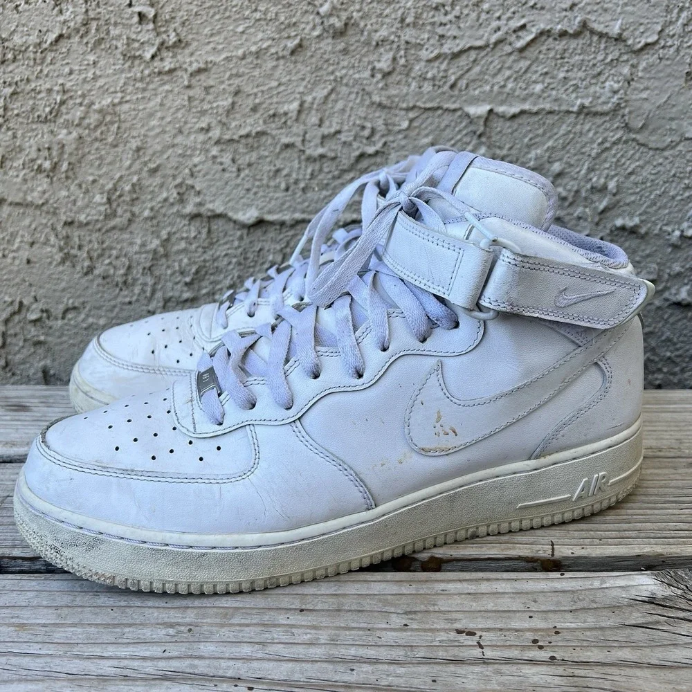 Nike Shoes Men Size 13 Air‎ Force 1 Mid  White Sneakers Hi